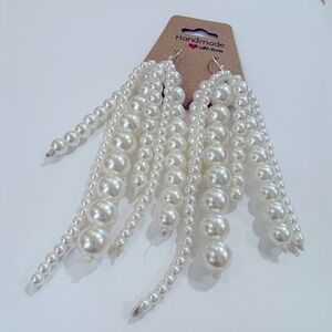 Elegant Pearl Drop Earrings Multi Strand Different Sizes